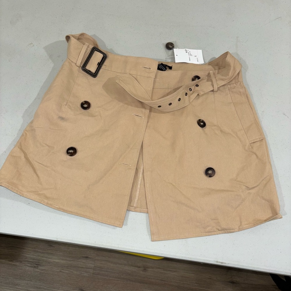 Tan Mini Skirt with Belt